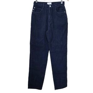 90's Vintage Ki-Ko-Mo Navy Corduroy Straight Leg High Waist Size 7/8